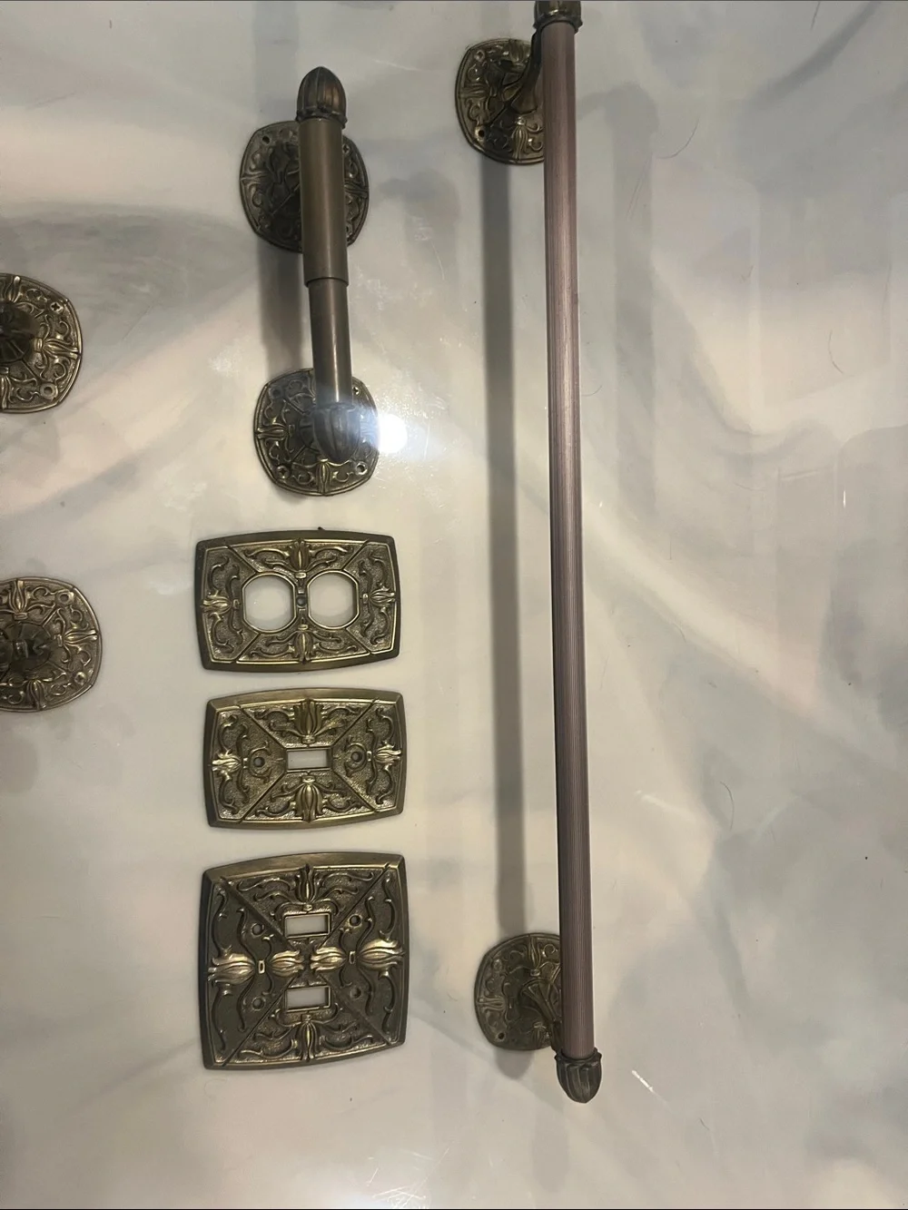 Vintage Brass-Tone Wall Hook & Decorative Hardware Set